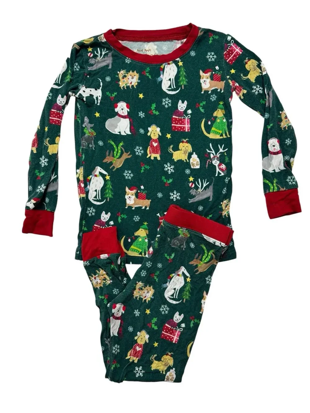 LITTLE SLEEPIES Holiday Hounds Bamboo Viscose Pajama Set 2T Christmas Dog Unisex
